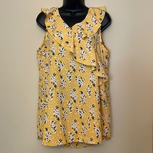 Large yellow floral blouse